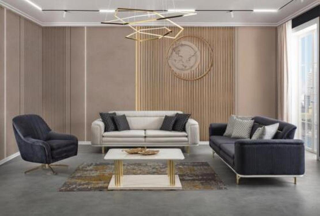 JVmoebel Wohnzimmer-Set Luxus Sofagarnitur Couch Stoffsofa Möbel Einrichtung 4tlg. Set Gruppe, (4-St)