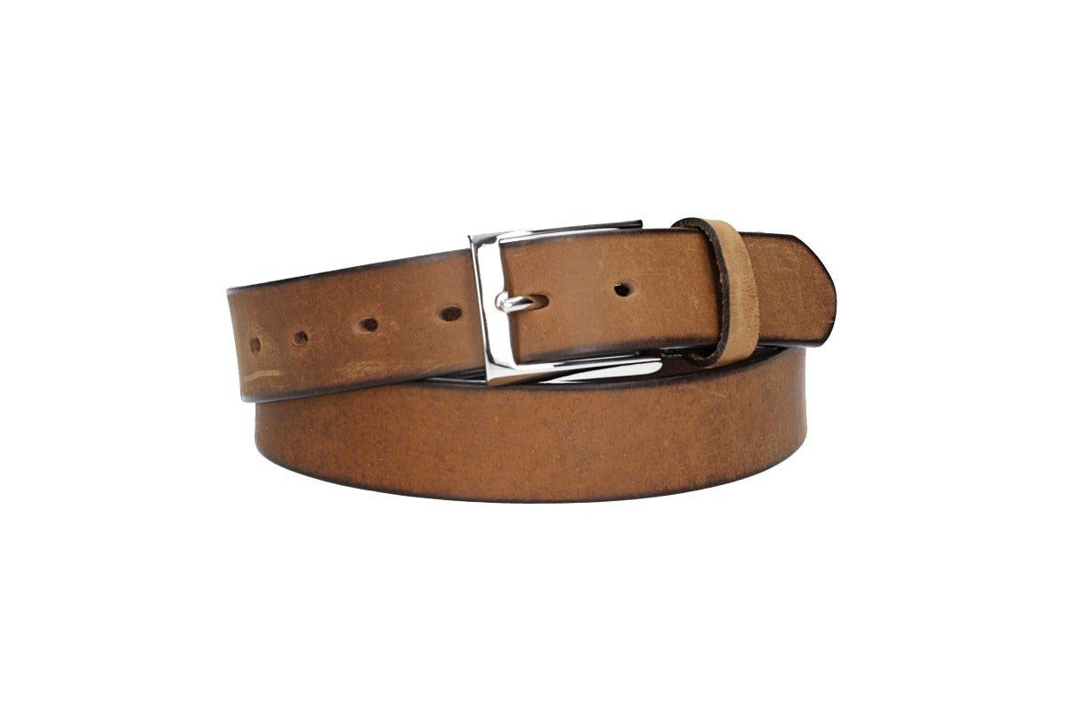 Leder Bazlen Ledergürtel Hellbraun 35mm mit Dornschließe in Silber (LB1152B35-640, 1-St) sehr weiches Vollrindleder