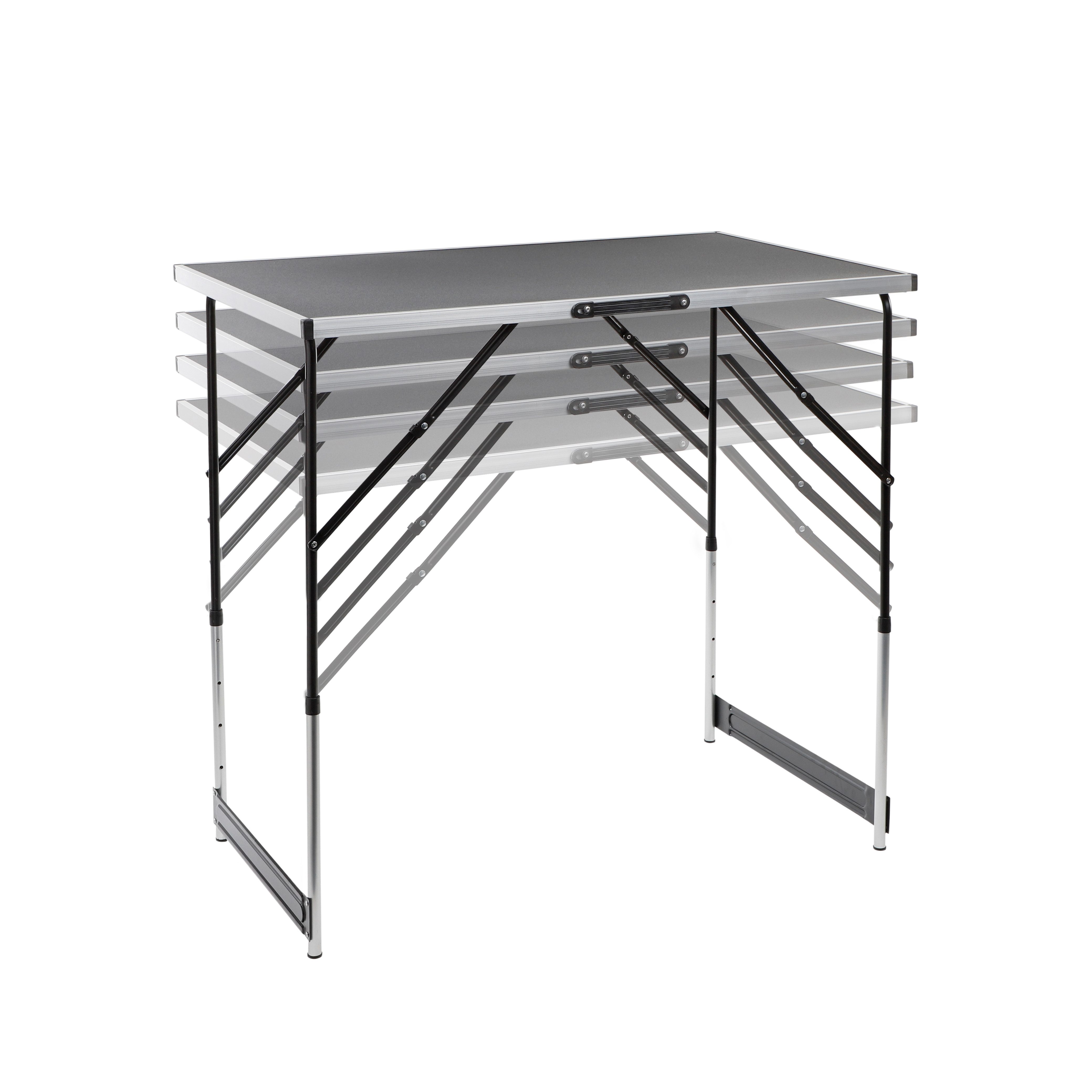 Haushalt International Klapptisch Campingtisch Arbeitstisch 100x60x90cm (Stück, 1-St., Packung), Höhenverstellbar, MDF, Aluminium Rahmen, Schwarz / Silber
