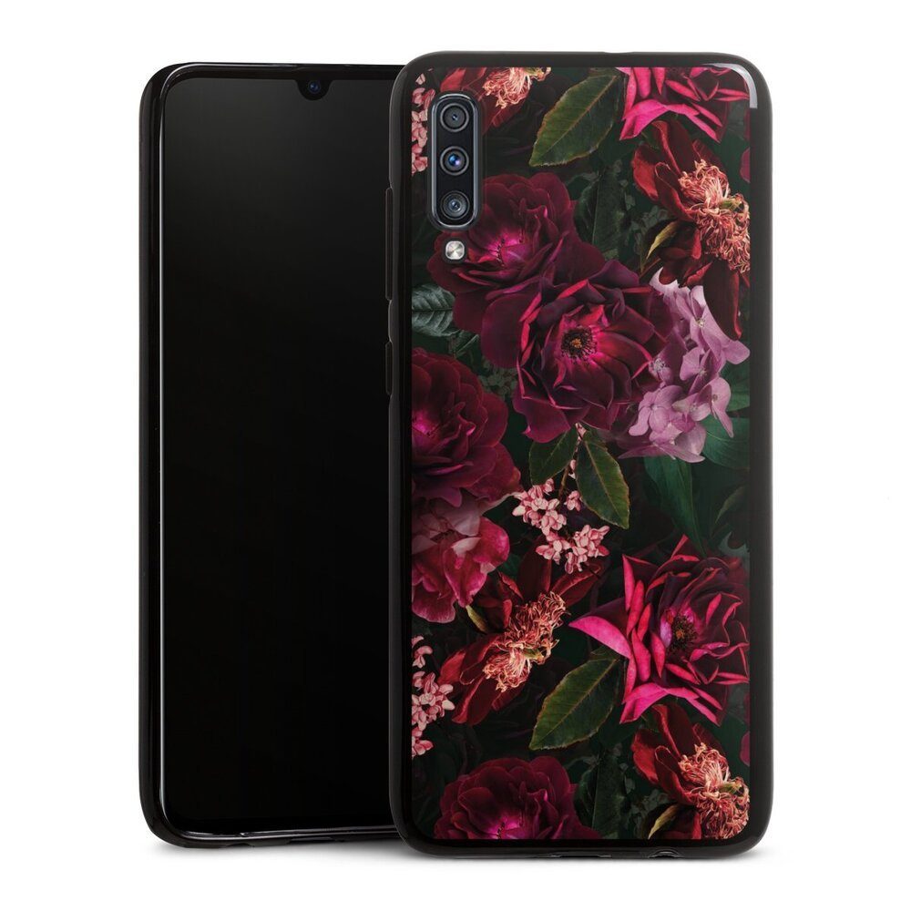 DeinDesign Handyhülle Rose Blumen Blüte Dark Red and Pink Flowers, Samsung Galaxy A70 Silikon Hülle Bumper Case Handy Schutzhülle