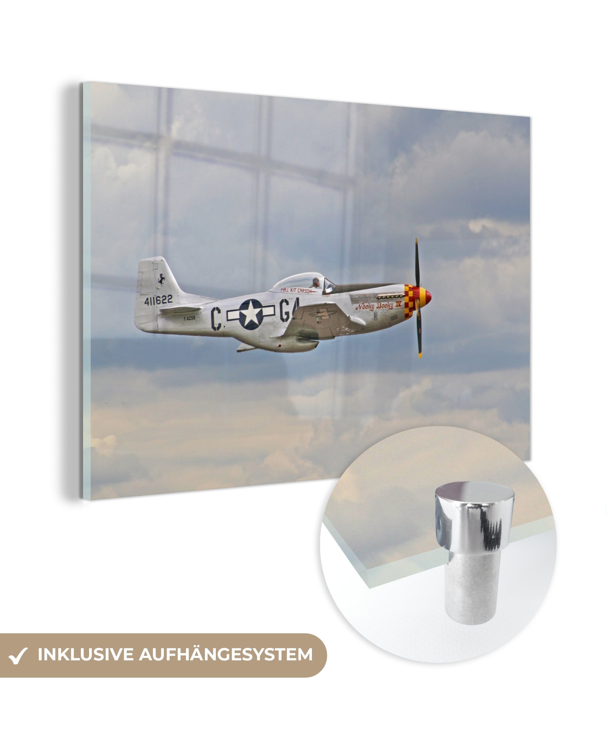 MuchoWow Acrylglasbild Flugzeuge - Fliegen - Wolken, (1 St), Acrylglasbilder Wohnzimmer & Schlafzimmer