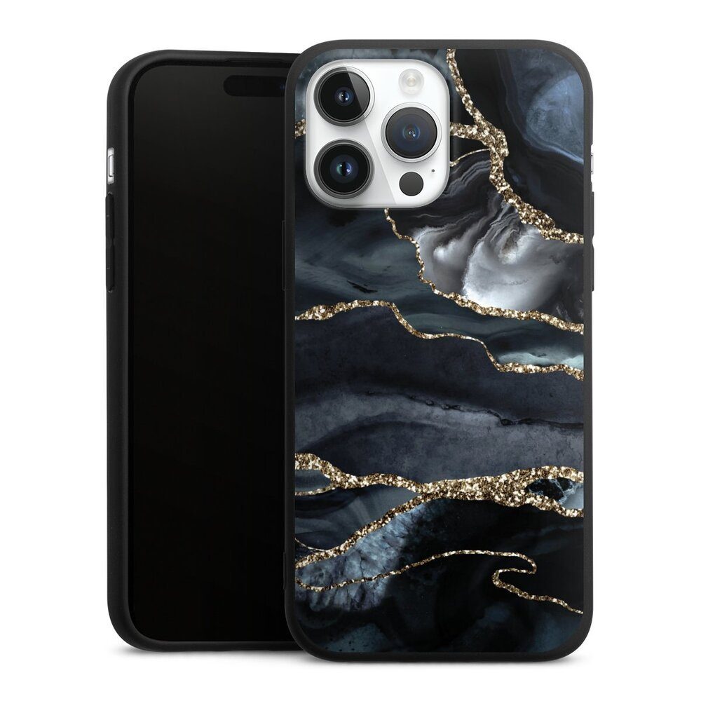 DeinDesign Handyhülle Glitzer Look Marmor Trends Dark marble gold Glitter look, Apple iPhone 14 Pro Max Silikon Hülle Premium Case Handy Schutzhülle