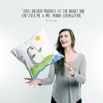 Mr. & Mrs. Panda Dekokissen Pinguin Surfer - Weiß - Geschenk, Motivkissen, surfen, Portugal, Deko