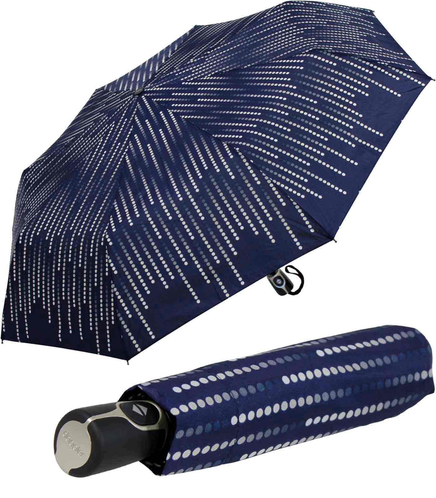 doppler® Taschenregenschirm Damen Auf-Zu Magic Fiber UV-Schutz - Glamour, elegant, stabil und als Sonnenschirm nutzbar dunkelblau