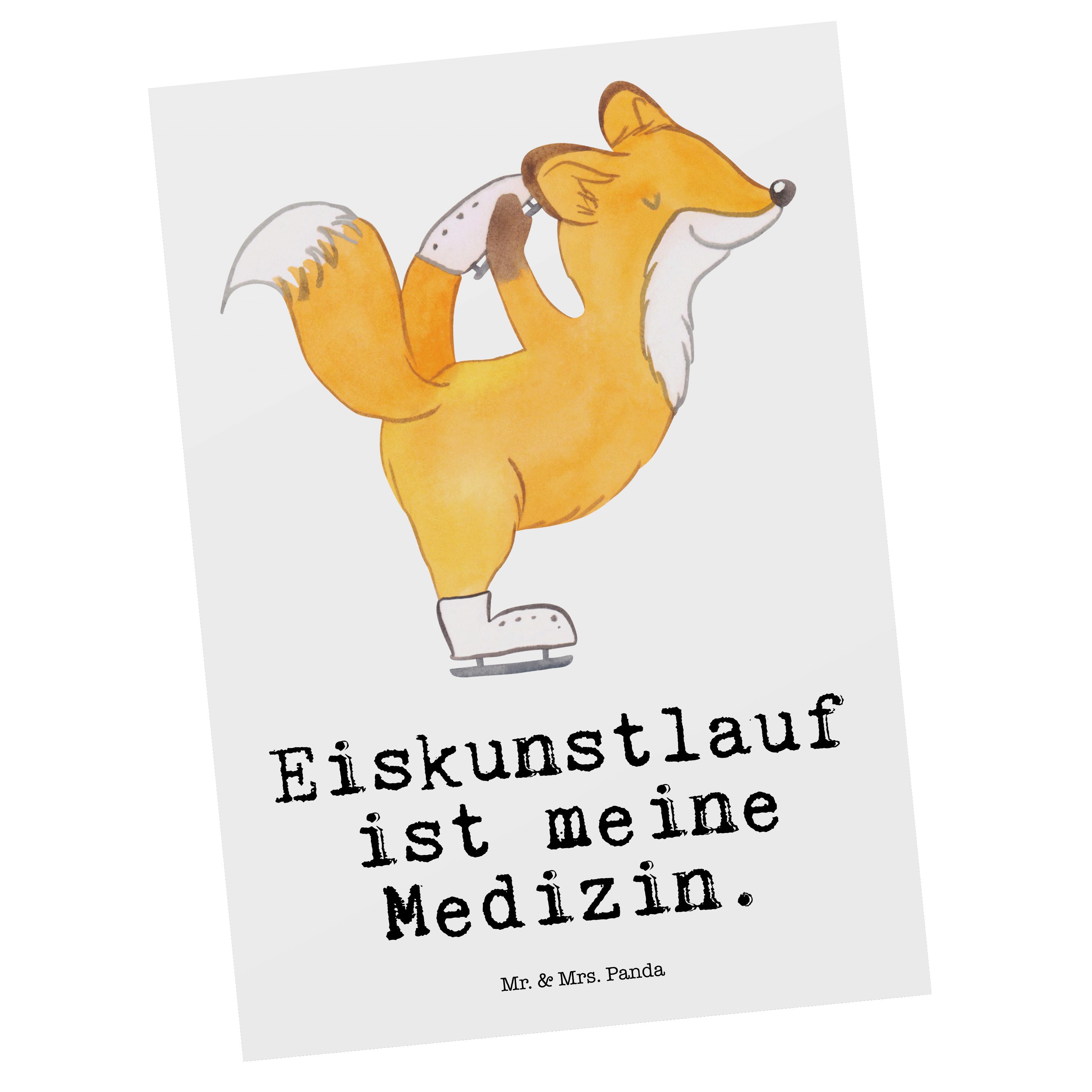 Mr. & Mrs. Panda Postkarte Fuchs Eiskunstläufer Medizin - Weiß - Geschenk, Eiskunstläuferin, Aus
