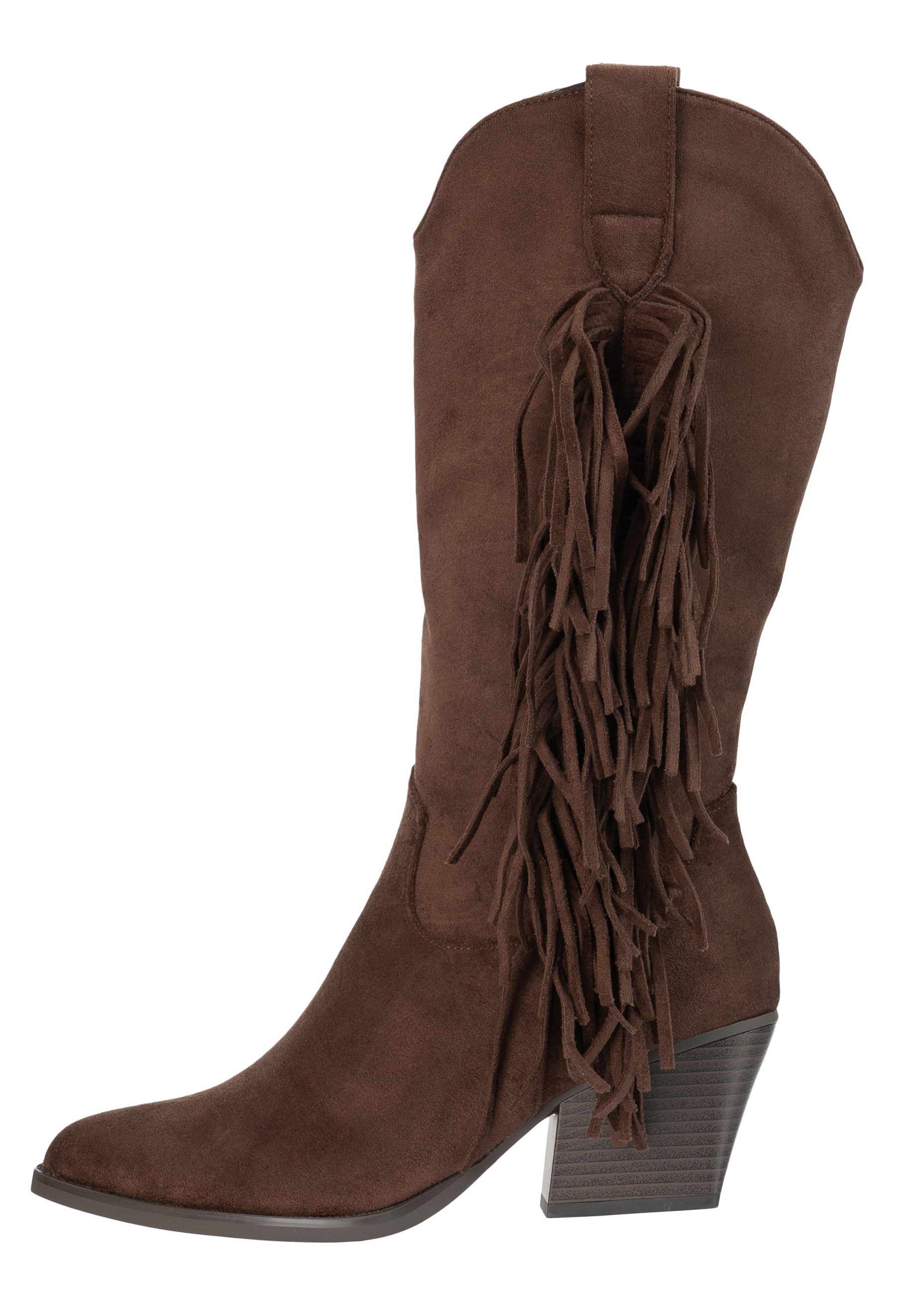 Day Vine Damen Cowboy Boots mit Fransendetails in Wildlederoptik Cowboystiefel