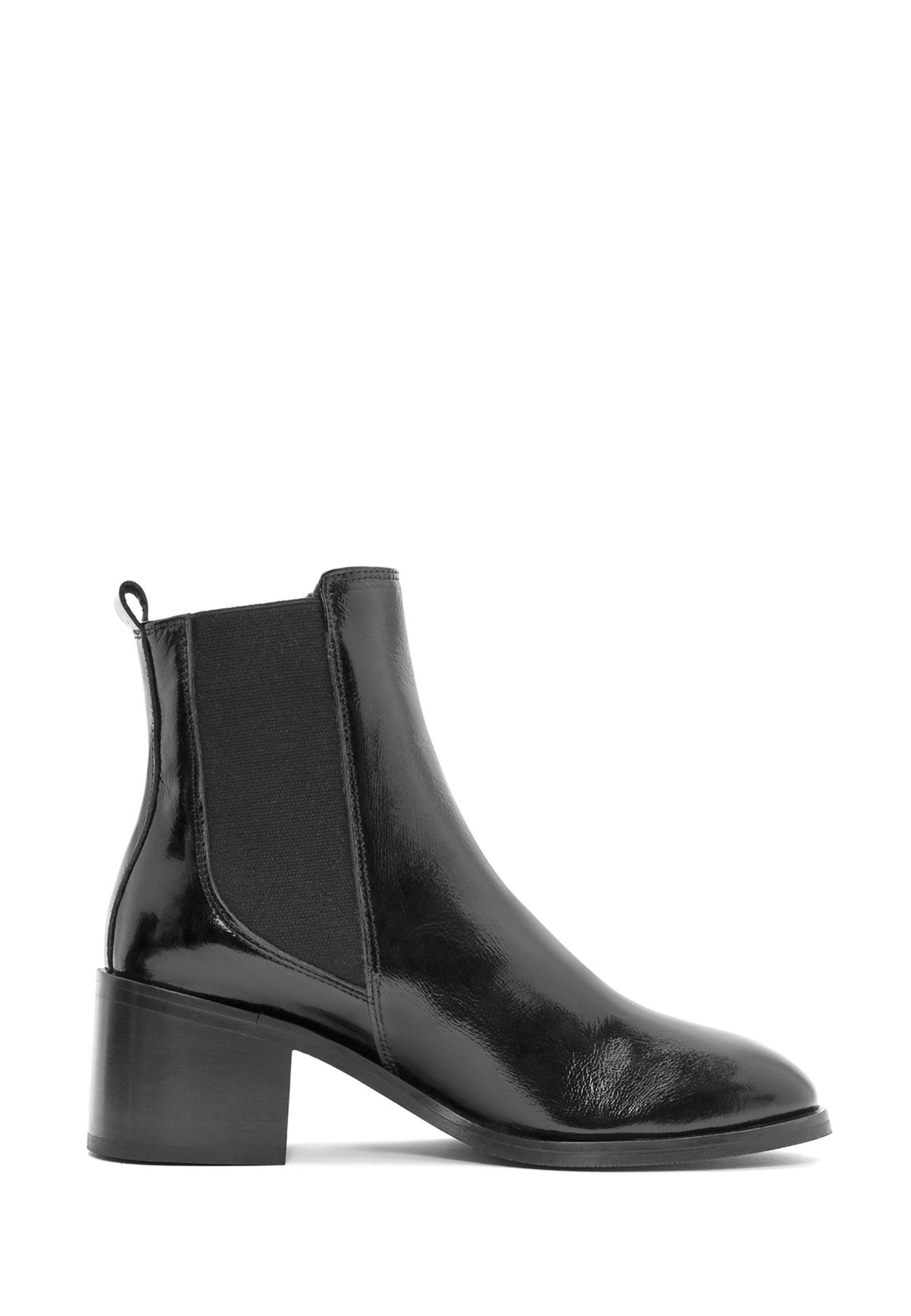 Derimod Chelsea-Absatzstiefel aus Lackleder Chelseaboots Leder-Textil-Futter, TPU Sohle, Absatz 5,5 cm