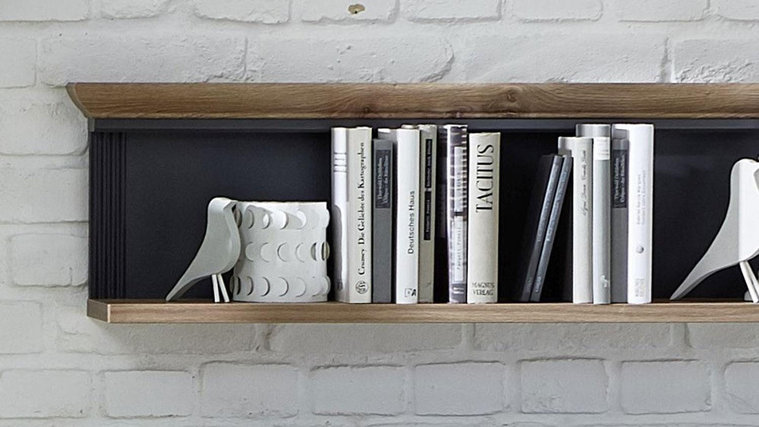 Innostyle Wandregal Wandboard Jasmin Wandregal Regal graphit und Artisan Eiche 142x29 cm