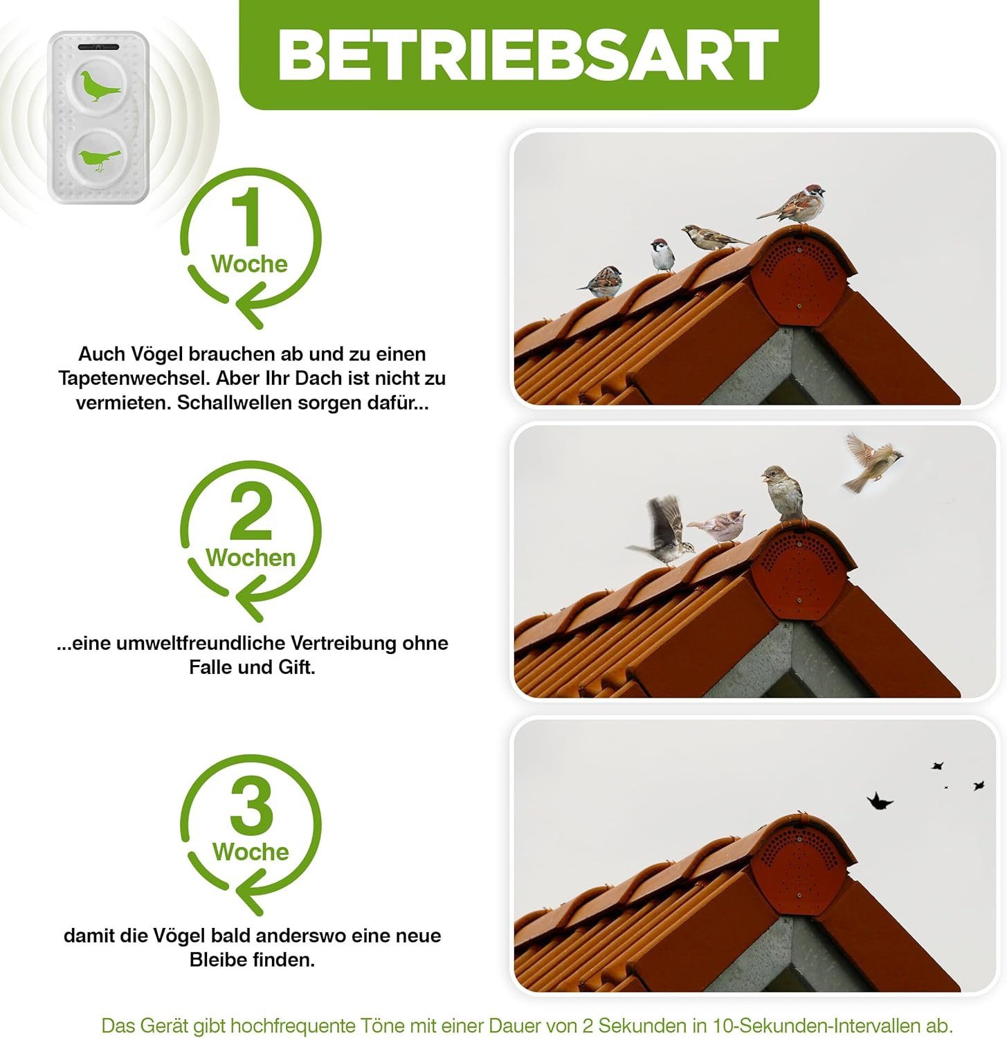 ISOTRONIC Ultraschall-Tierabwehr Isotronic Vogel- und Taubenfrei Mobil, 1-tlg.