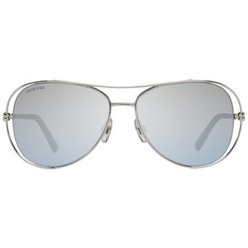 Swarovski Sonnenbrille SK0231 5516C silber verspiegelte Brillengläser, Bügel mit funkelnden Swarovski Kristallen
