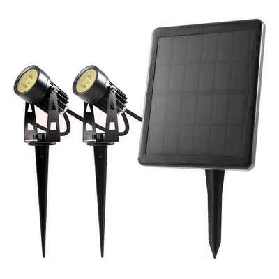 BOLD LED Solarleuchte Simon, LED wechselbar, warmweiß, LED-Spots warmweiß, Erdspieße aus Metall, Wasserdicht IP65
