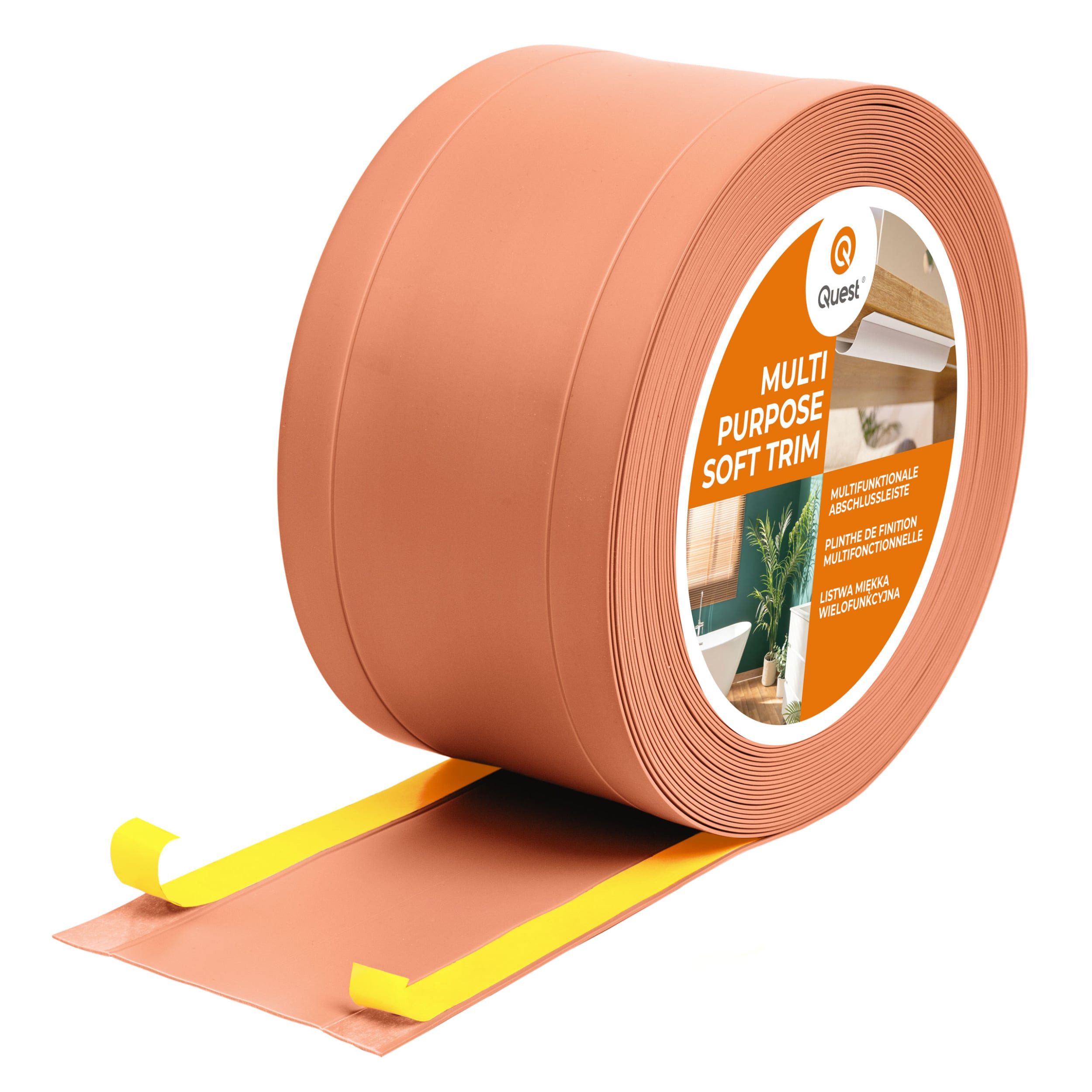 Quest Abschlussleiste Multifunktionsleiste W1 6in1 selbstklebend 75 mm, Selbstklebend, Kunststoff (PVC), 1-St., selbstklebend, 6in1, 75 mm, 5-m-Rolle