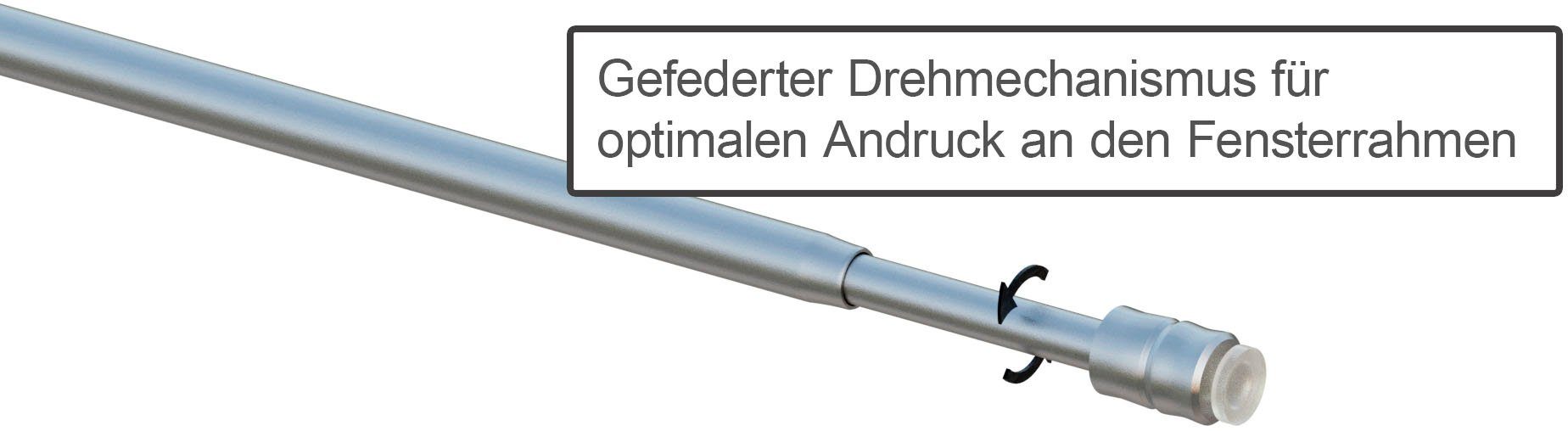 indeko Scheibenstange Screw, Ø 9 mm, 1-läufig, Fixmaß, ohne Bohren, geklemmt, Eisen, stufenlos verstellbare Klemmstange