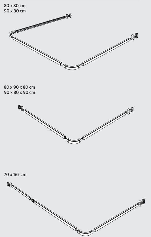 SCHÖNER WOHNEN-Kollektion Vorhangschiene »Jete«, mit Bohren, verschraubt, Aluminium, Kunststoff, Winkel-Duschvorhangschiene, Aluminium, mit 16 Vorhanggleitern – Bild 4 von 4