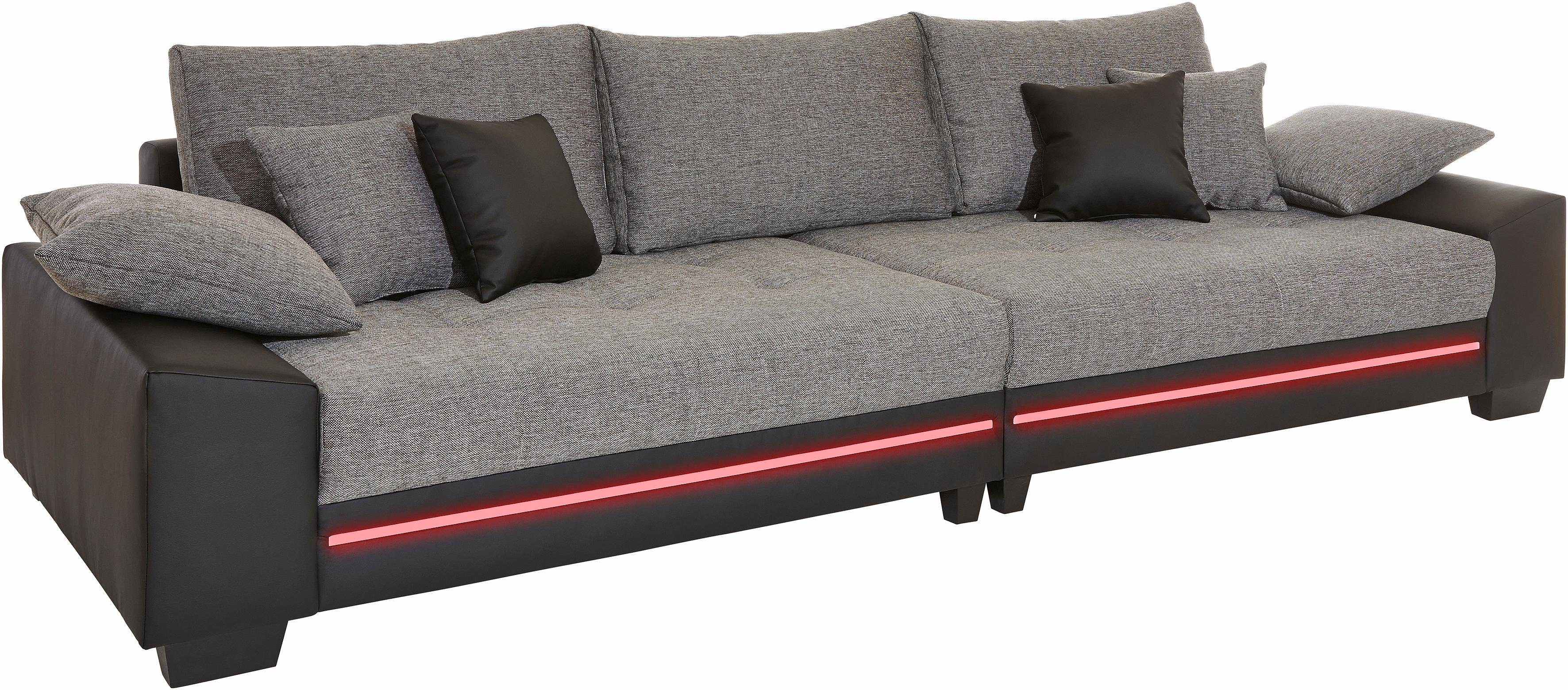 Nova Via Big-Sofa, wahlweise mit Kaltschaum (140kg Belastung/Sitz) und  Bluetooth-Soundsystem, sowie RGB-LED-Beleuchtung online kaufen | OTTO