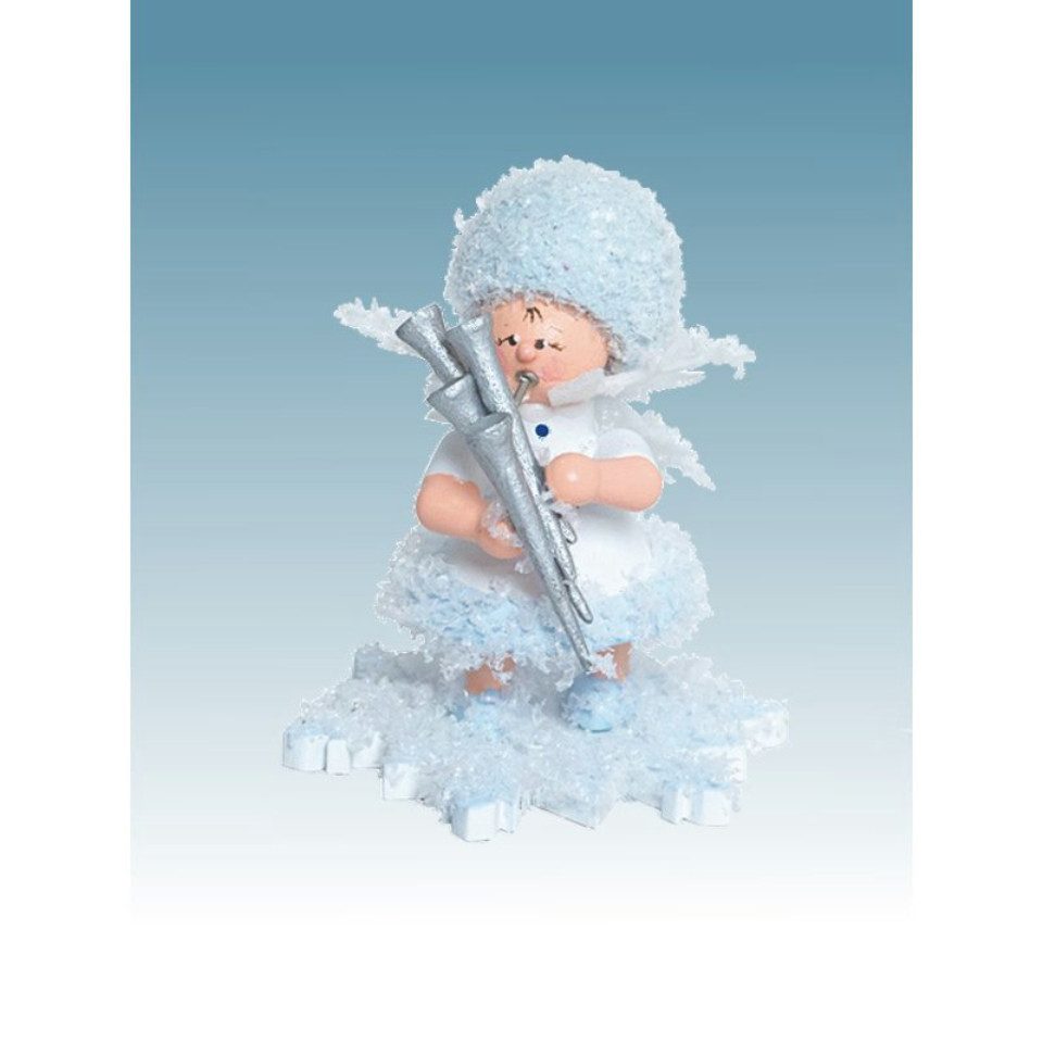 Kuhnert Dekofigur Kuhnert Schneeflöckchen mit Schalmei, Handarbeit aus dem Erzgebirge