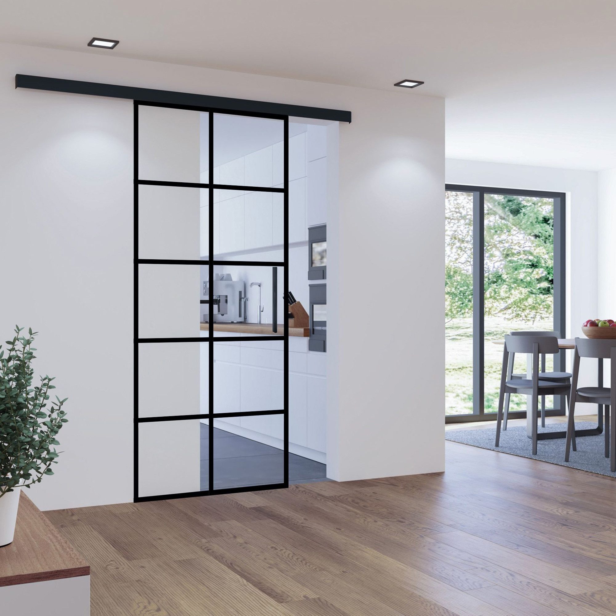 inova wohnen Glasschiebetür mit schwarzem 10 Felder Dekor, Größenauswahl (K günstig online kaufen