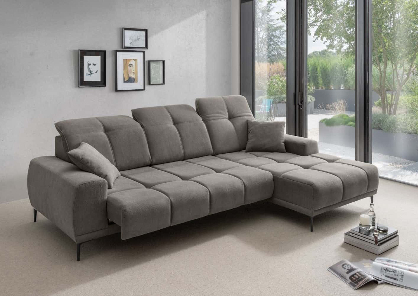 Myhomelando Ecksofa Ernesto, mit elektronischer Sitztiefenverbreitung, Kopflehnenfunktion