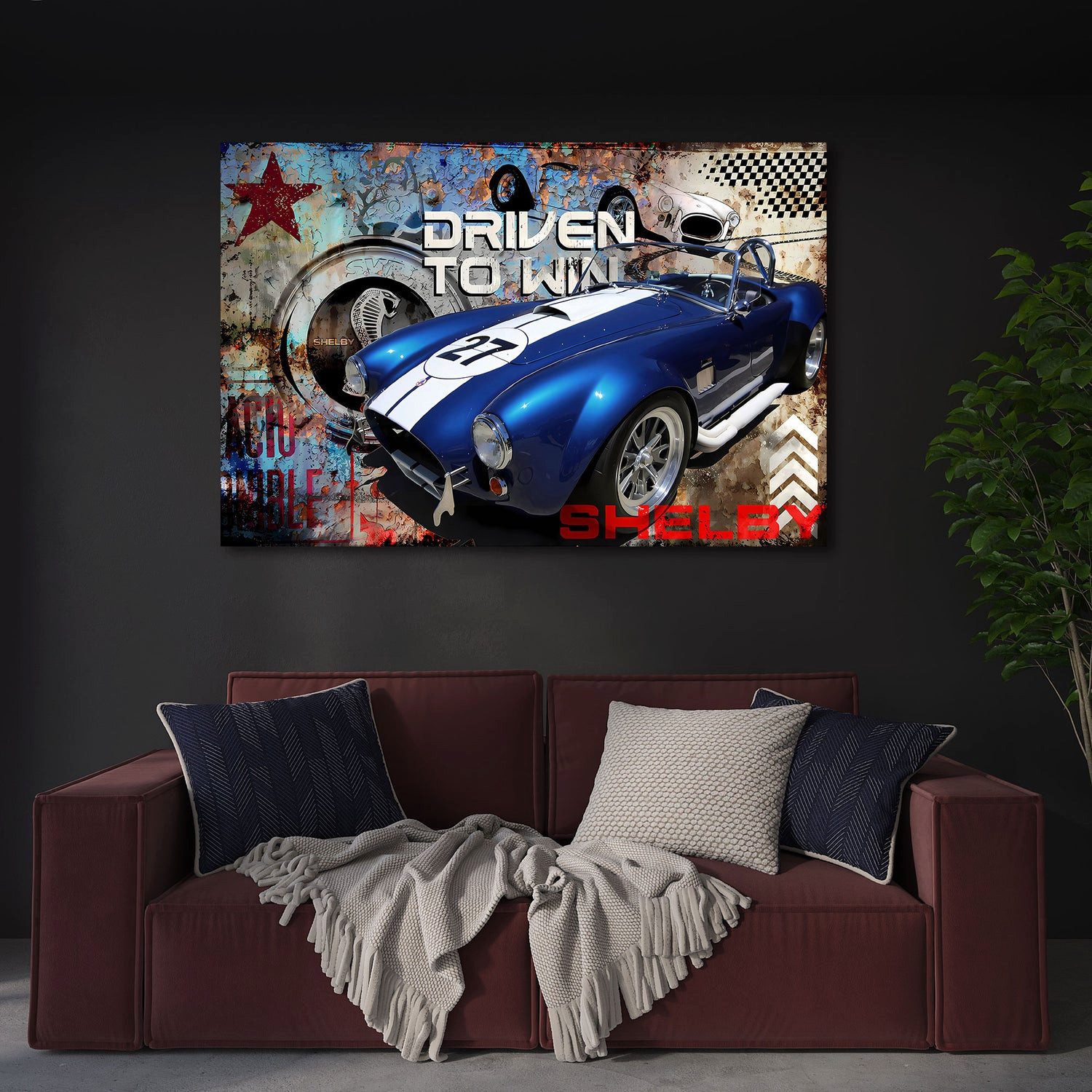 Artedinoi Leinwandbild Rennwagen Retro Design Leinwandbild Wandbild Kunstdruck XL Wanddeko, Rennwagen, Retro-Design