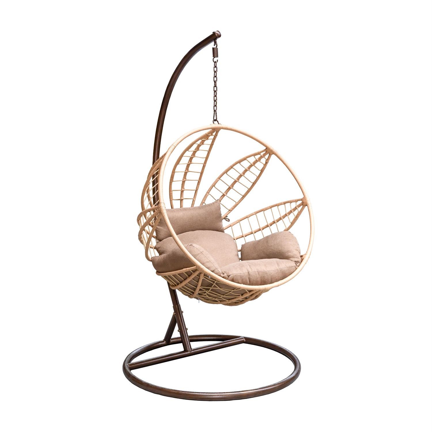 Lookway Gartensessel VIRELLA – Stilvoller Hängestuhl mit Gestell und Kissen (1x Hängesessel-Korb mit Kissen), Ergonomisch geformter Sitz für maximalen Komfort