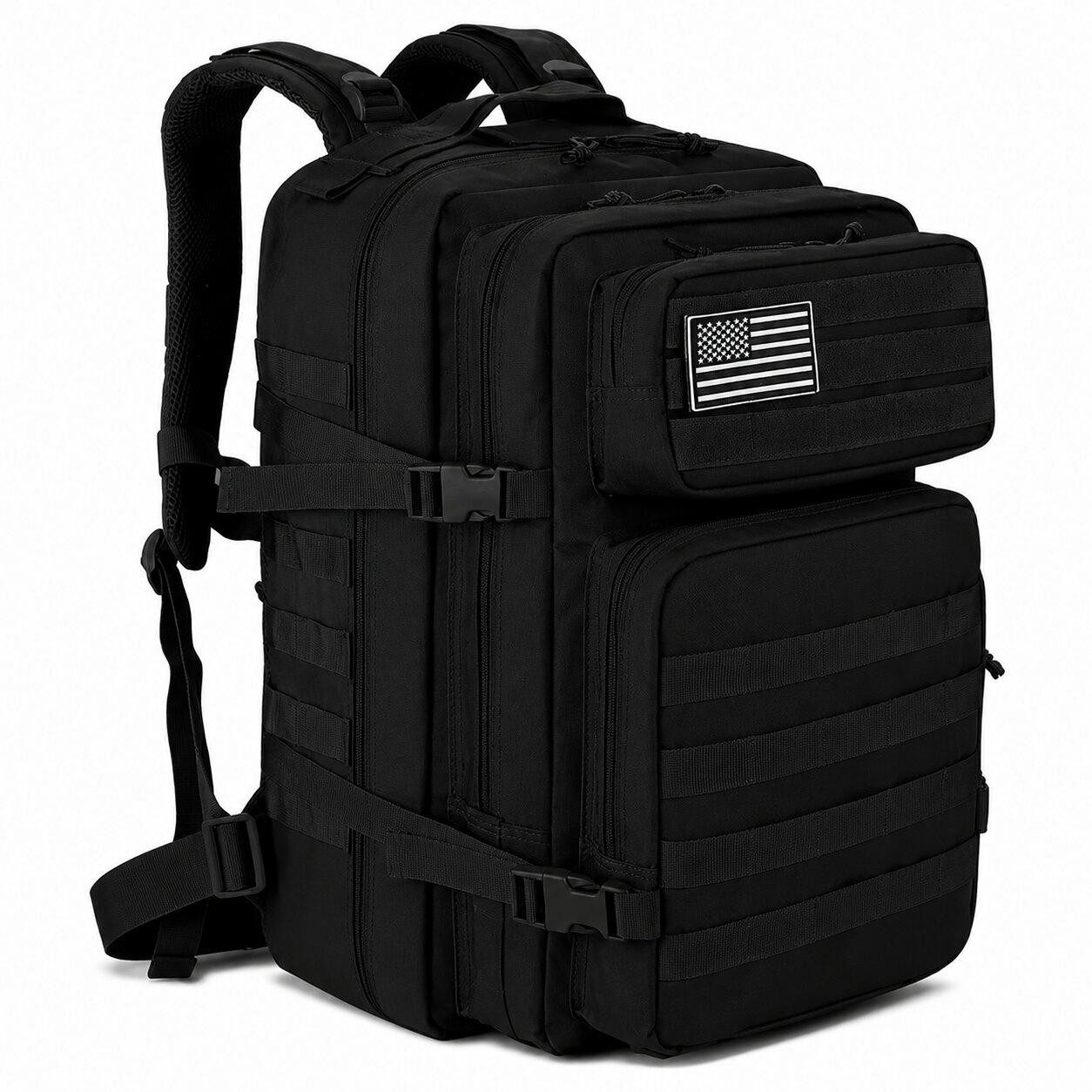 WS-Trend Wanderrucksack Taktischer Militärrucksack 45 L 800D Oxford Laptopfach Schwarz/Grün