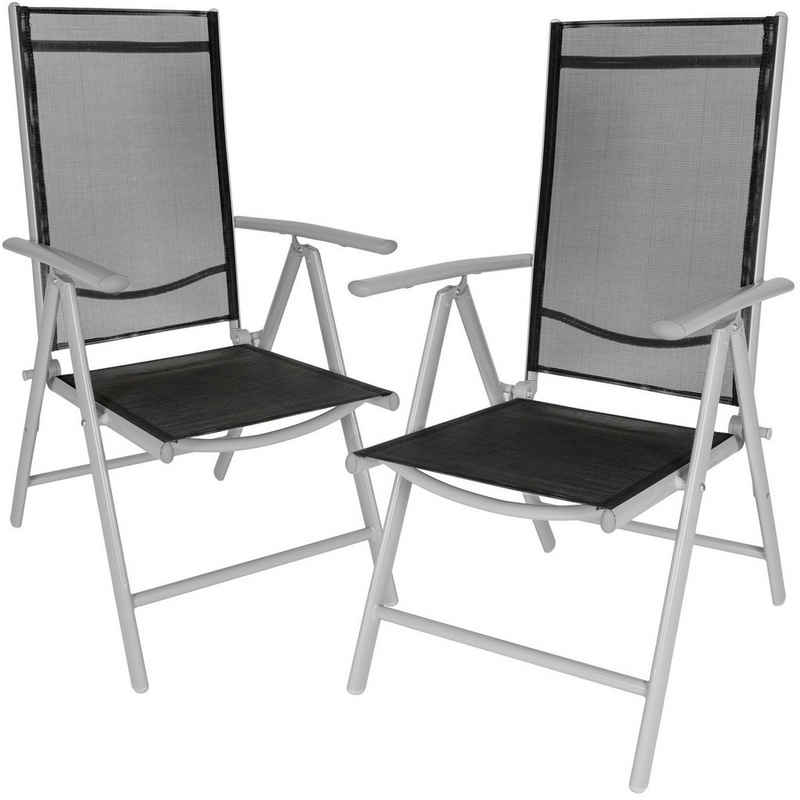 tectake Gartenstuhl 2 Aluminium Gartenstühle klappbar (2 St), verstellbare Rückenlehne, zusammenklappbar, pflegeleicht, abwaschbar