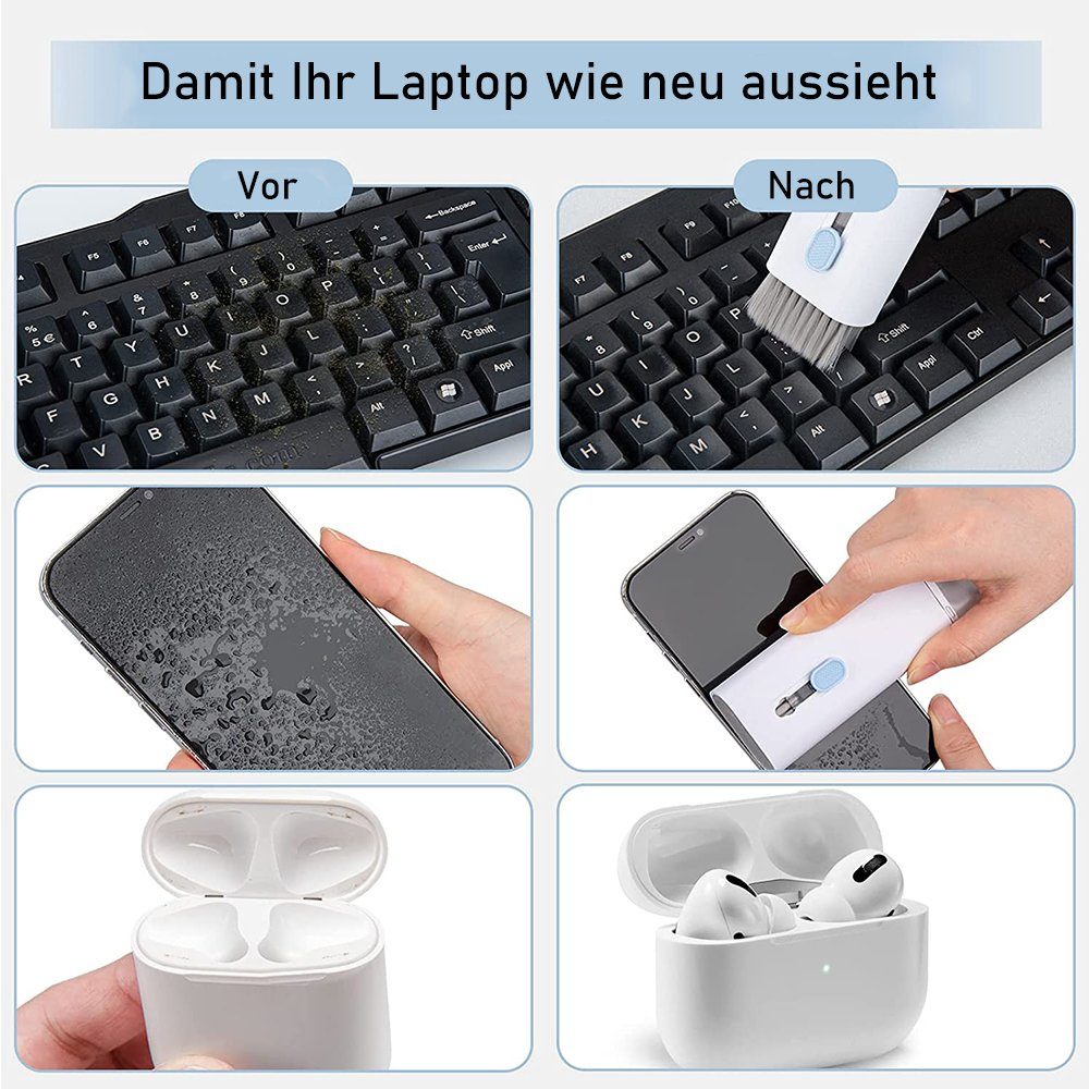 Tastatur-Reinigungsbürsten-Kit, Blau 7 1 Reinigungsbürste zggzerg Tastaturen, Kopfhörer, Tastatur, in Reinigungsbürste für (Sätze)