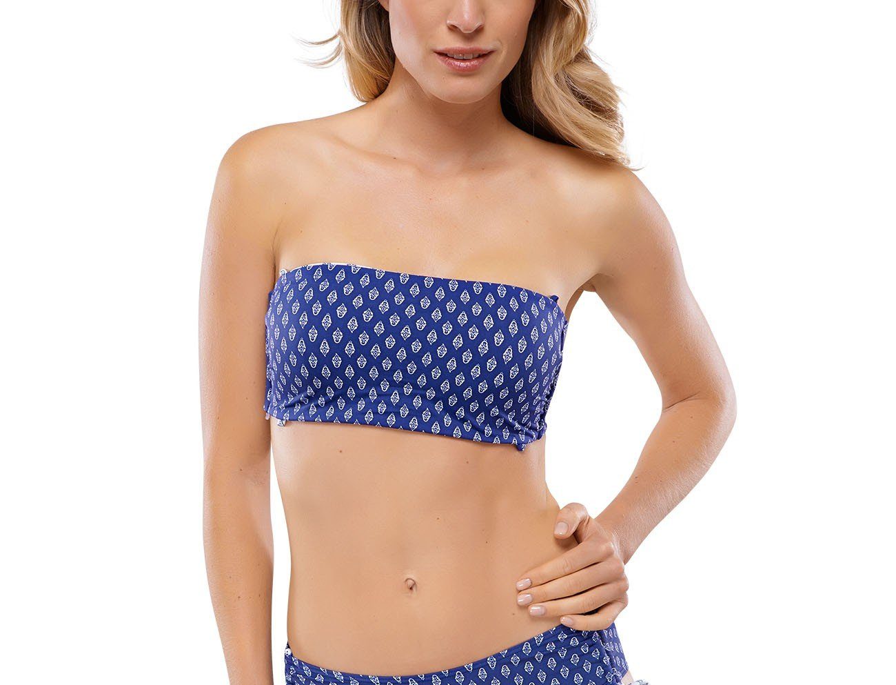 Schiesser Bustier-Bikini (1-St) Damen Bikini-Oberteil, Bandeau-Top, 1-teilig, 3in1, admiral blau-weiss