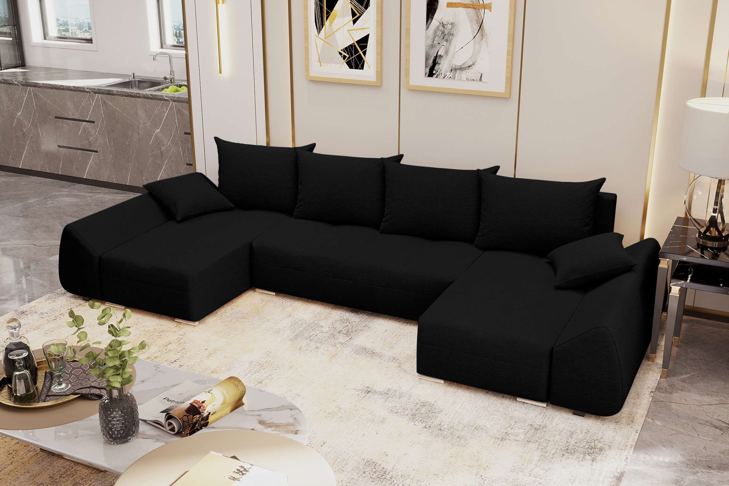 U-Form, Stylefy mit Wohnlandschaft Eckcouch, Bettfunktion, Madeira, Design Modern Bettkasten, Sitzkomfort, mit Sofa,