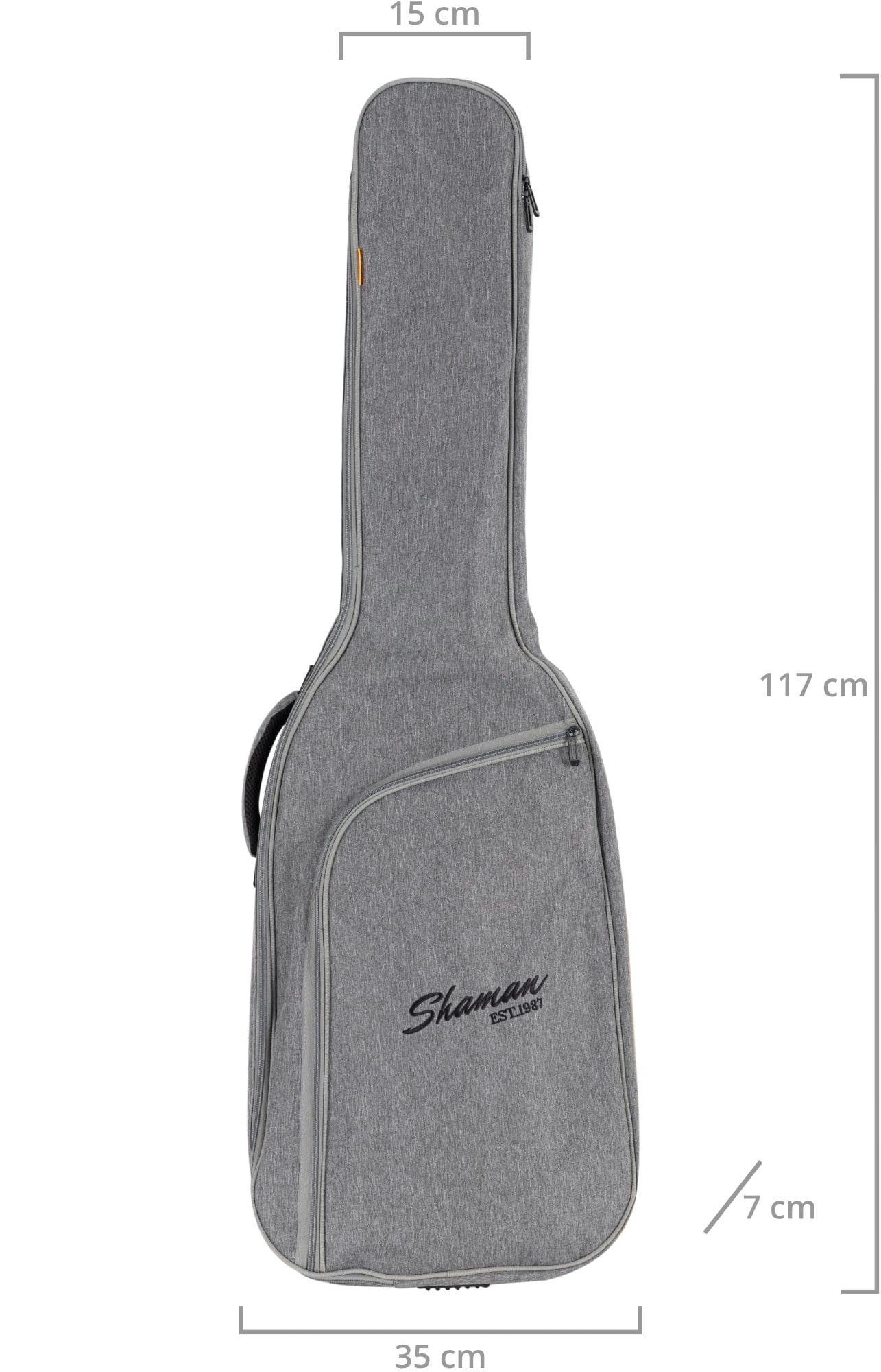 Shaman Gitarrentasche BGB-122 GY Instrumentenhals gepolsterte Rucksack-Gurte & E-Bass Tasche Fixierung Premium-Line, für