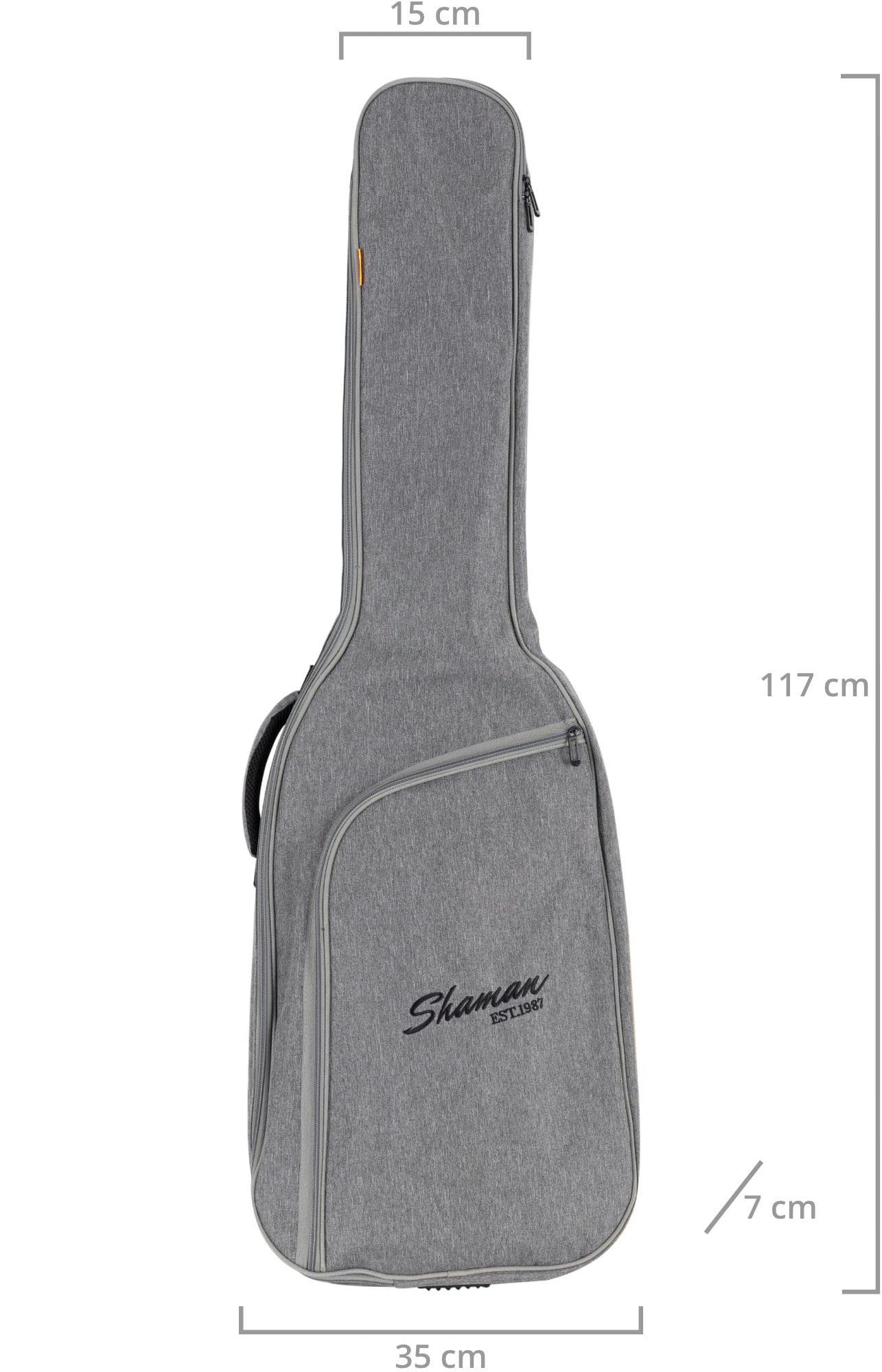 Shaman Gitarrentasche BGB-122 GY E-Bass Tasche Premium-Line, Fixierung für Instrumentenhals & gepolsterte Rucksack-Gurte