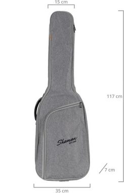 Shaman Gitarrentasche BGB-122 GY E-Bass Tasche Premium-Line, Fixierung für Instrumentenhals & gepolsterte Rucksack-Gurte