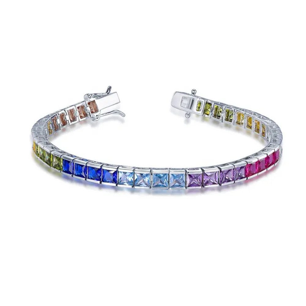 ROUGEMONT Tennisarmband Handgefertigtes Tennisarmband aus 925 Silber im Regenbogen Design 5mm, Hypoallergen