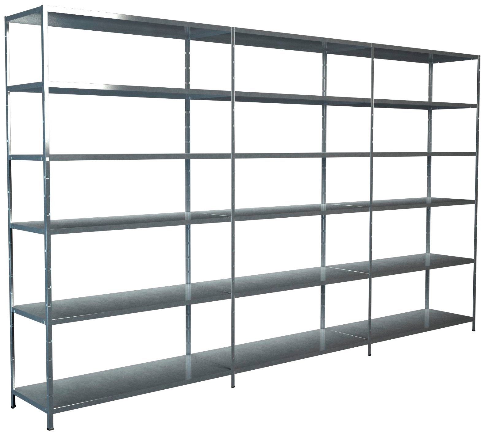 SCHULTE Regalwelt Steckregal Stecksystem Grund- und 2x Anbauregale, Metall verzinkt, 2300x2800x500 mm, 18 Böden | Steckregale