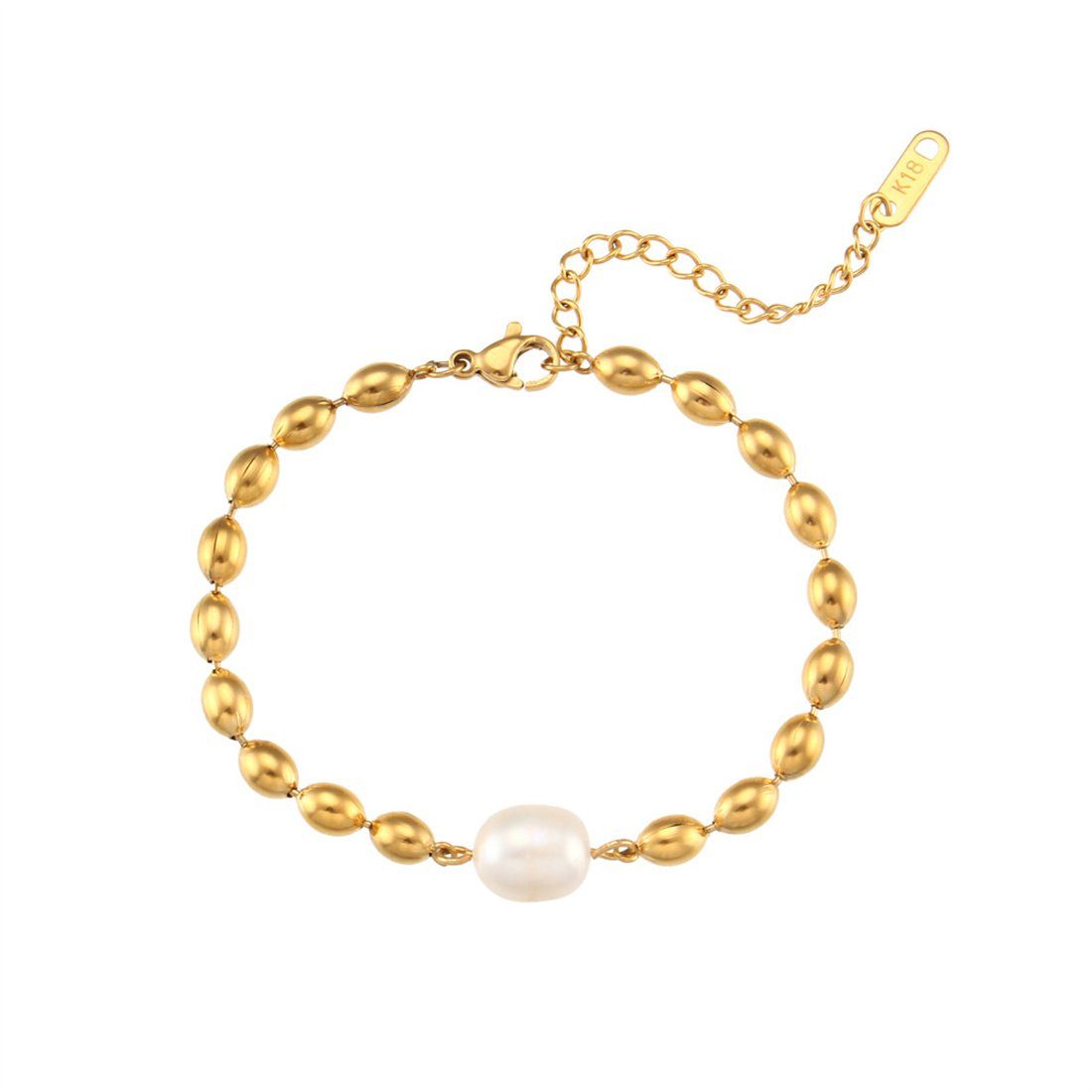 Set 2er Gold Accessoire Damen Mode DÖRÖY Set, Halskette Schmuckset Perlen Armband