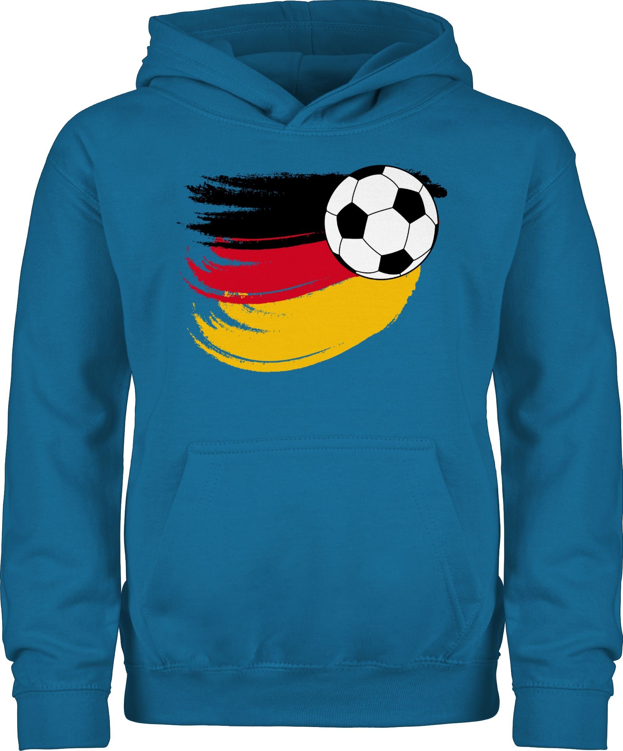 Kinder Hoodie Fußball Deutschland 2024 EM 1 Fussball Himmelblau Shirtracer