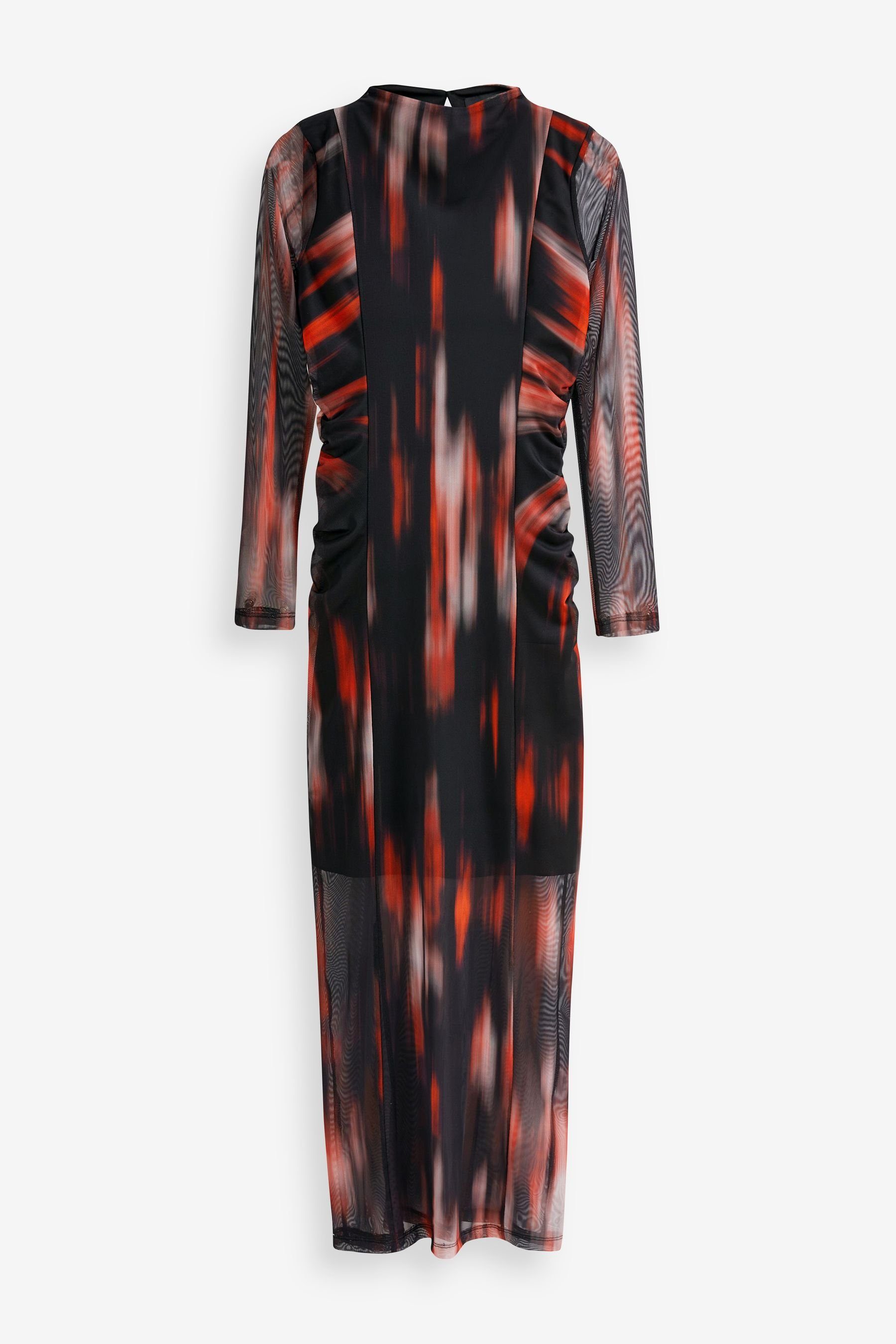 Midikleid Langärmeliges Midikleid mit Mesh, Kurzgröße