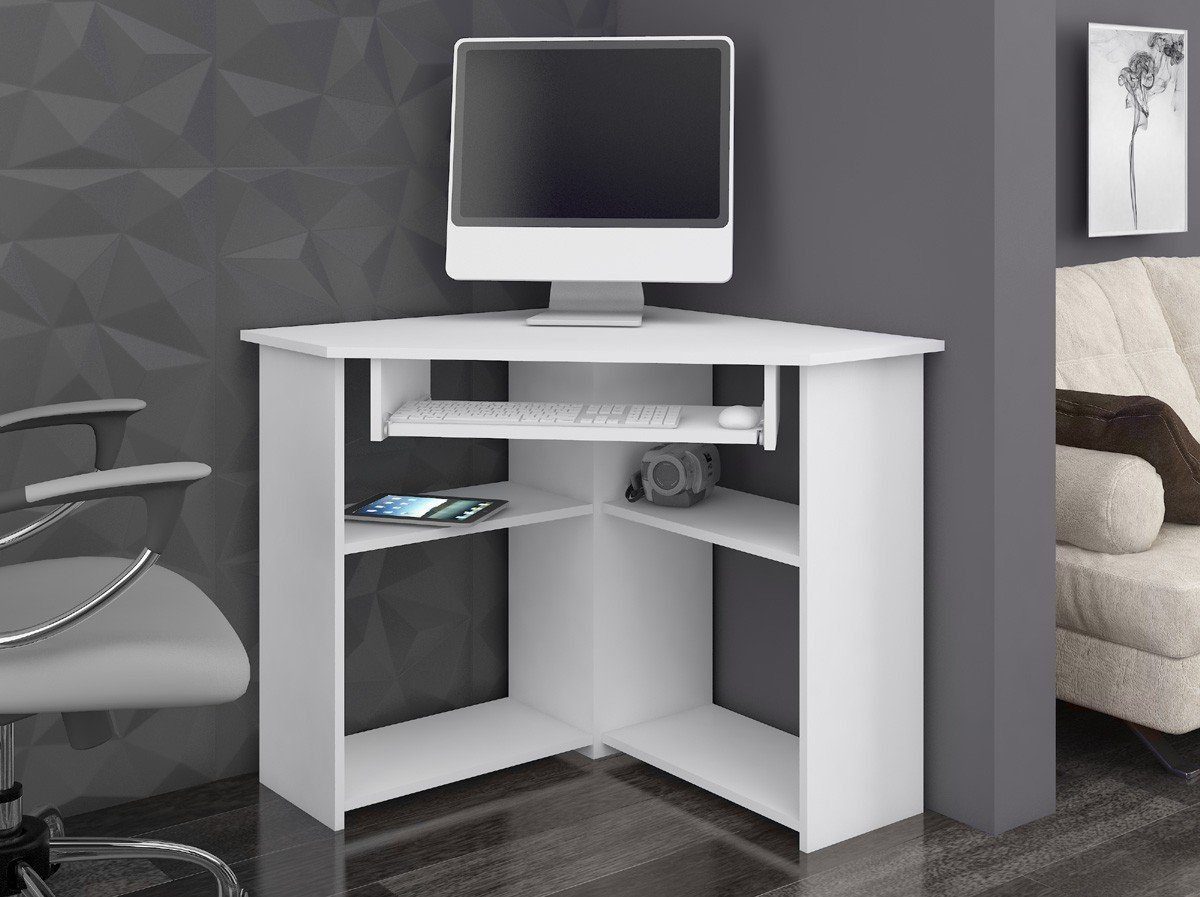 Home Collective Eckschreibtisch Eckschreibtisch Schreibtisch Computertisch mit Tastaturablage klein, 80 x 80 x 74 cm ideal für Kinderzimmer und Heimbüro weiß