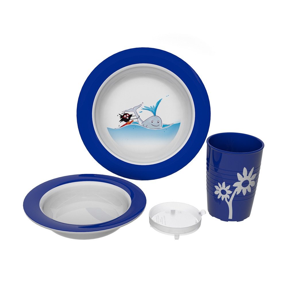 Ornamin Kindergeschirr-Set Kindergeschirr-Set Kipp-Trick, Esslerngeschirr l Kinderteller l Kinderschale l Kinderbecher