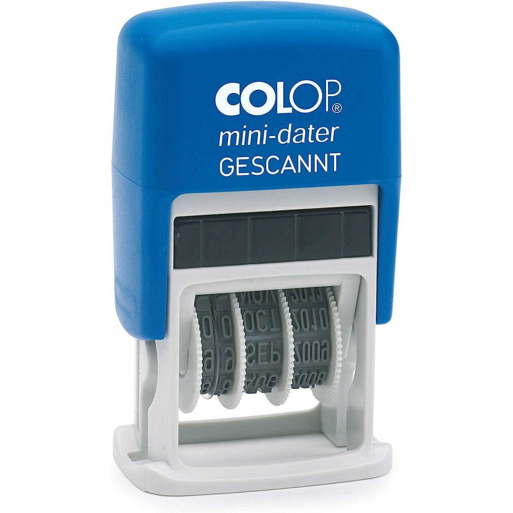 COLOP Stempel Datumstempel mit Text selbstfärbend blau rot