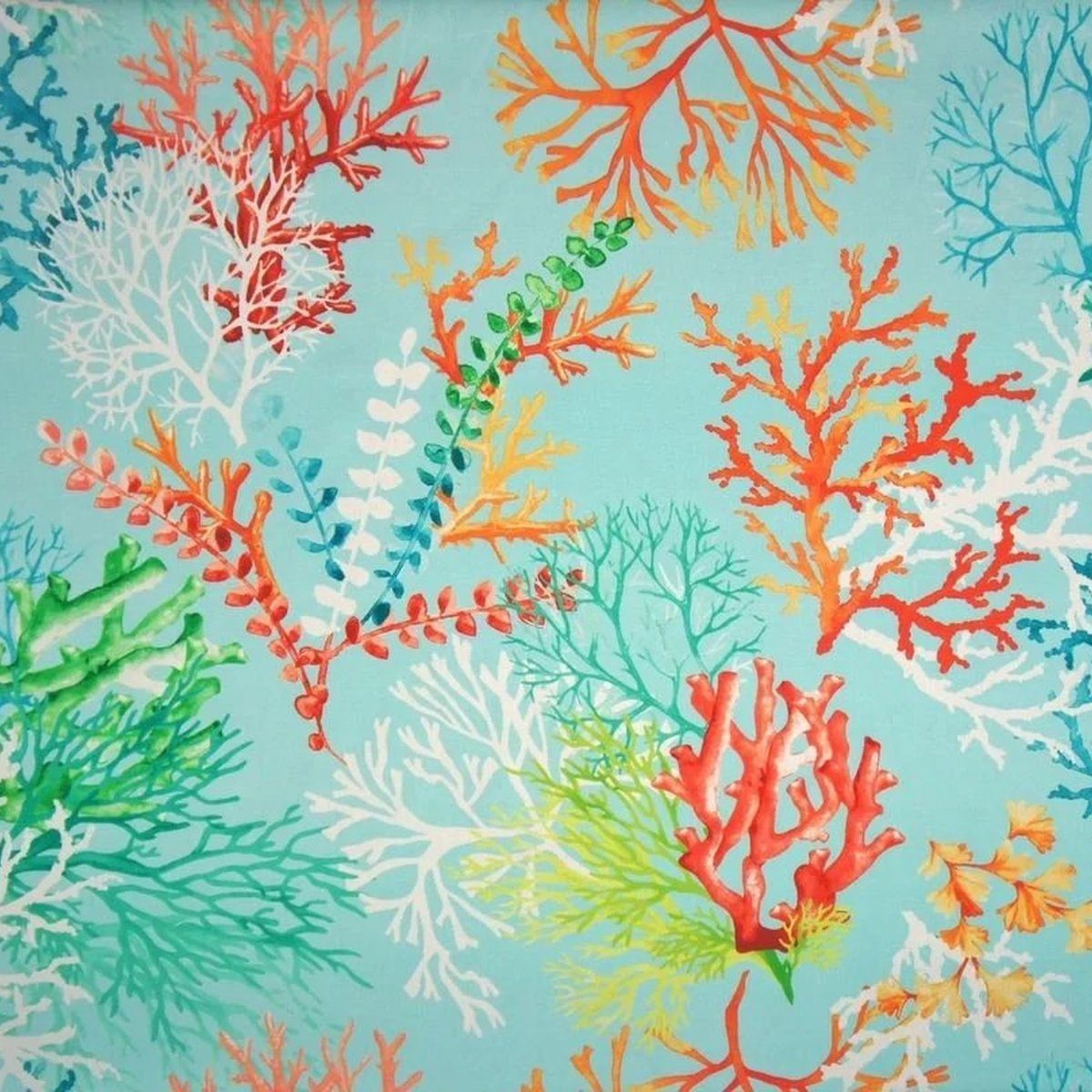 Stofferia Stoff Dekostoff Panama Koralle Coracua Türkis, Breite 280 cm, Meterware