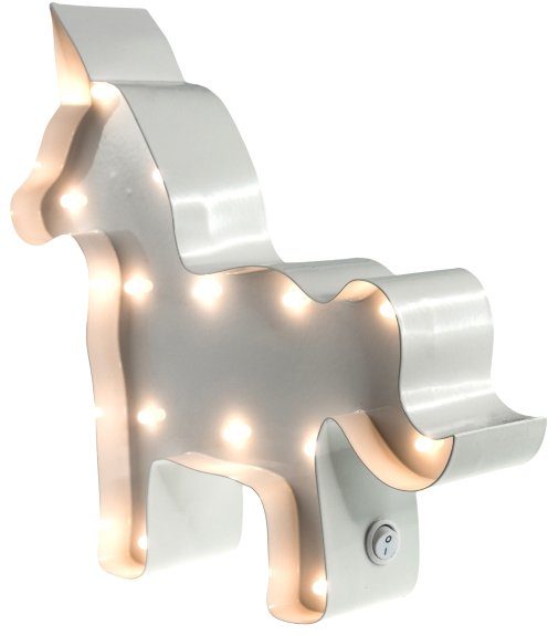 MARQUEE LIGHTS LED Dekolicht Unicorn, LED fest integriert, Warmweiß, Wand-Tischlampe  Unicorn 13 festverbauten LEDs - 23x23 cm, Hochwertig pulverbeschichtetes  Metall | Leuchtfiguren
