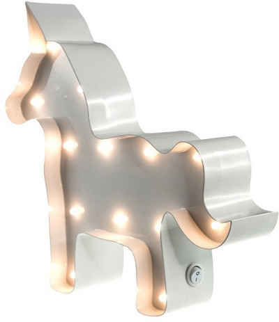 MARQUEE LIGHTS LED Dekolicht Einhorn, LED fest integriert, Warmweiß, Wand-Tischlampe Unicorn 13 festverbauten LEDs - 23x23 cm