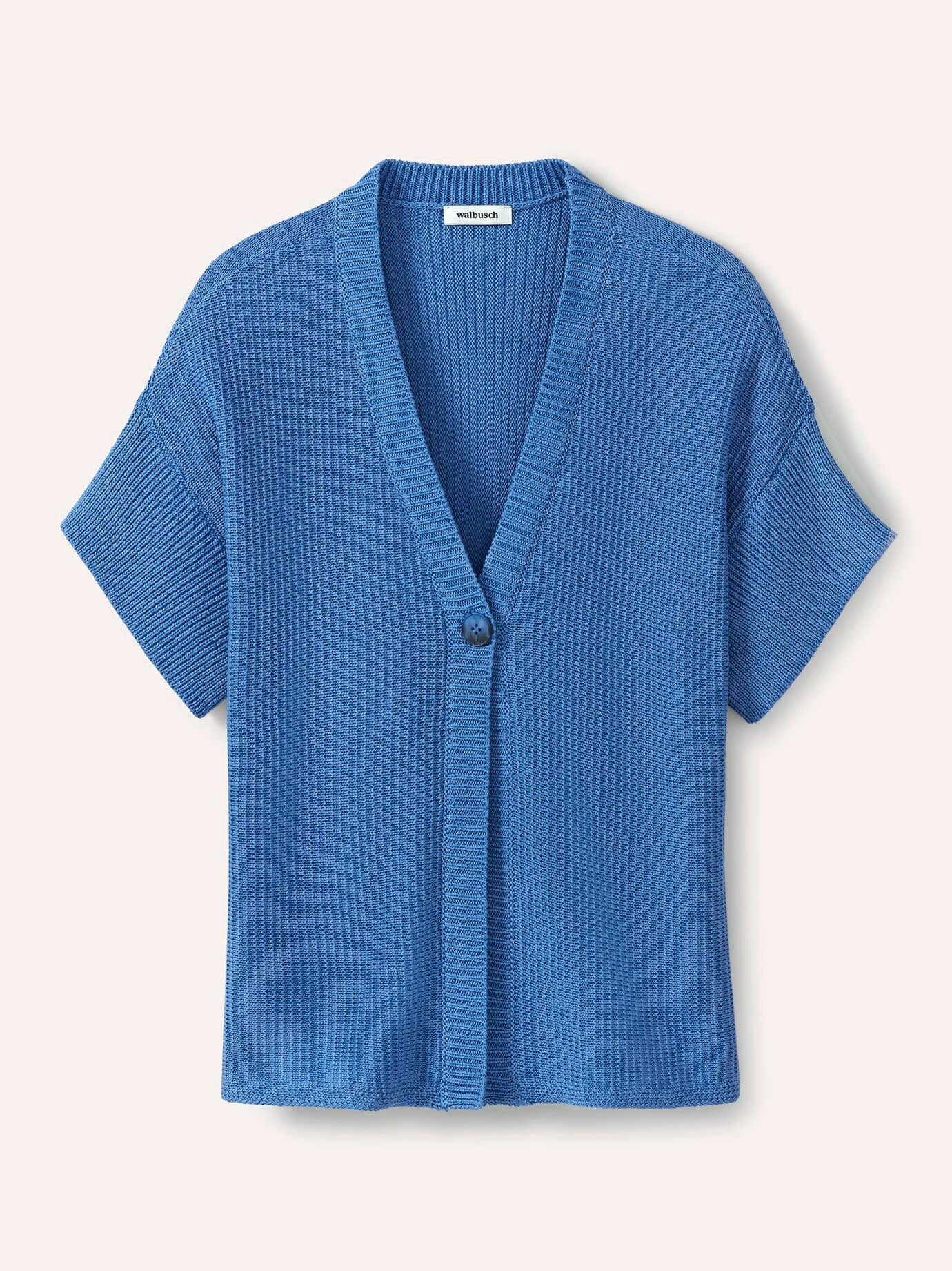 Walbusch Strickweste Damen Weste mit Strukturmuster V-Ausschnitt Halbarm Baumwollmix, pflegeleicht und knitterarm, überschnittene Schultern