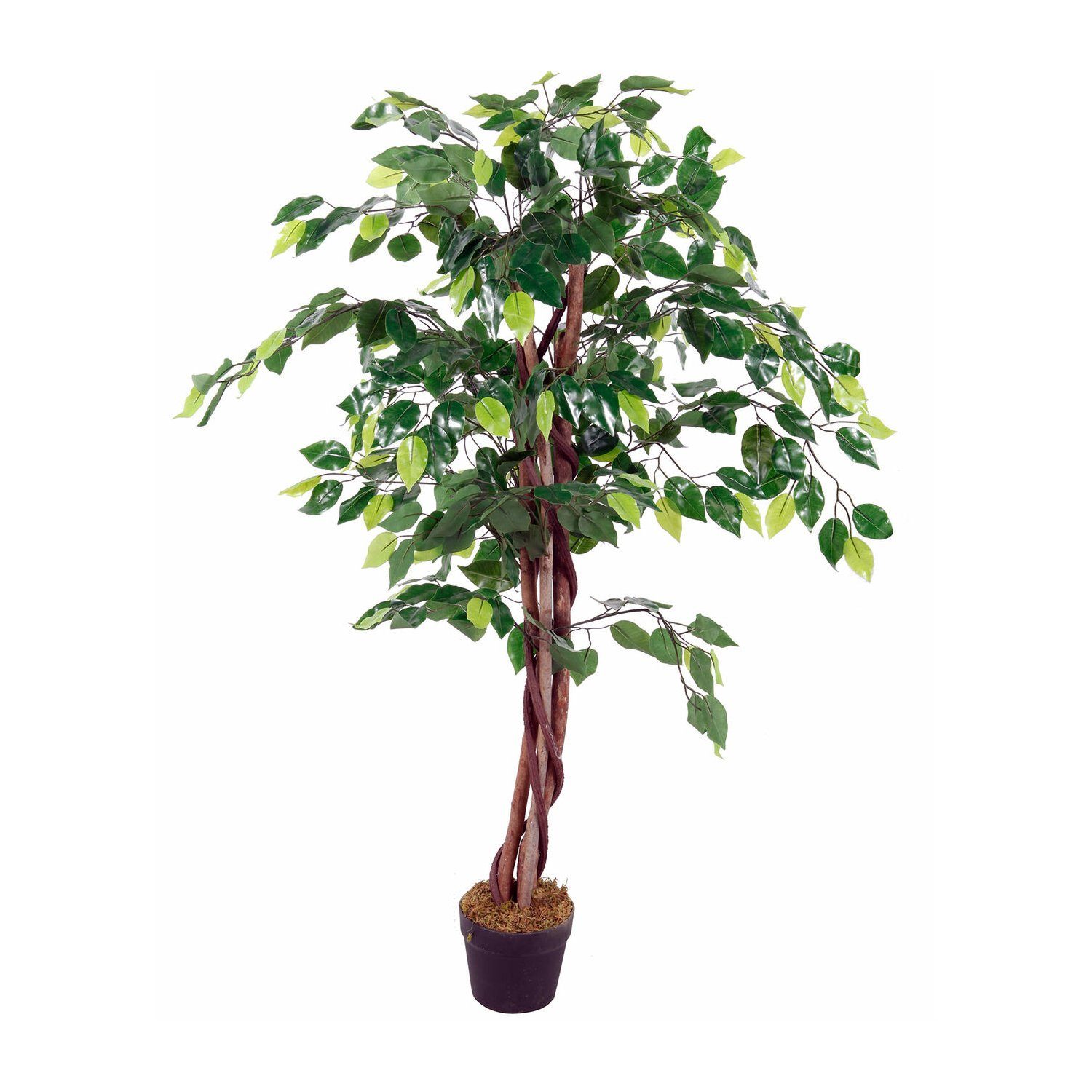 Holzstamm Kunstbaum Kunstpflanze bis 1095 INDA-Exclusiv Kunstpalme Ficus Bambus 378 Blätter Zimmerpflanze, XL