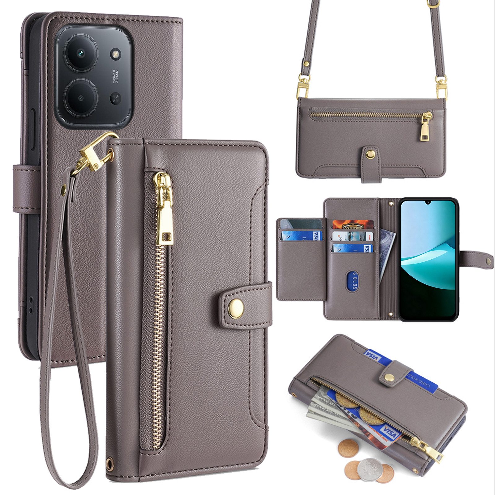 betterfon Handykette für Xiaomi Hülle mit Band PU Leder Umhängetasche, Hände frei - mit Silikonhülle & Schnur für flexiblen Alltag