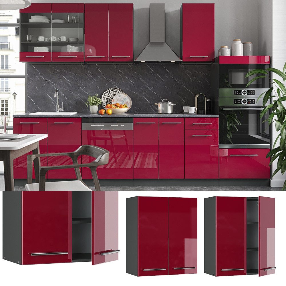 Vicco Hängeschrank Fame-Line, Bordeaux Hochglanz/Anthrazit, 60 cm (1-St)