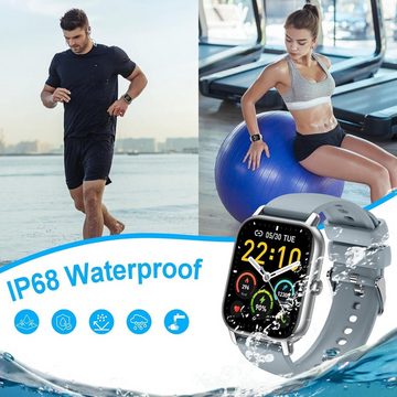 Nerunsa Smartwatch (1,85 Zoll, Android iOS), mit Anrufe IP68 Wasserdicht Fitnessuhr Schlafmonitor Schrittzähler Uhr