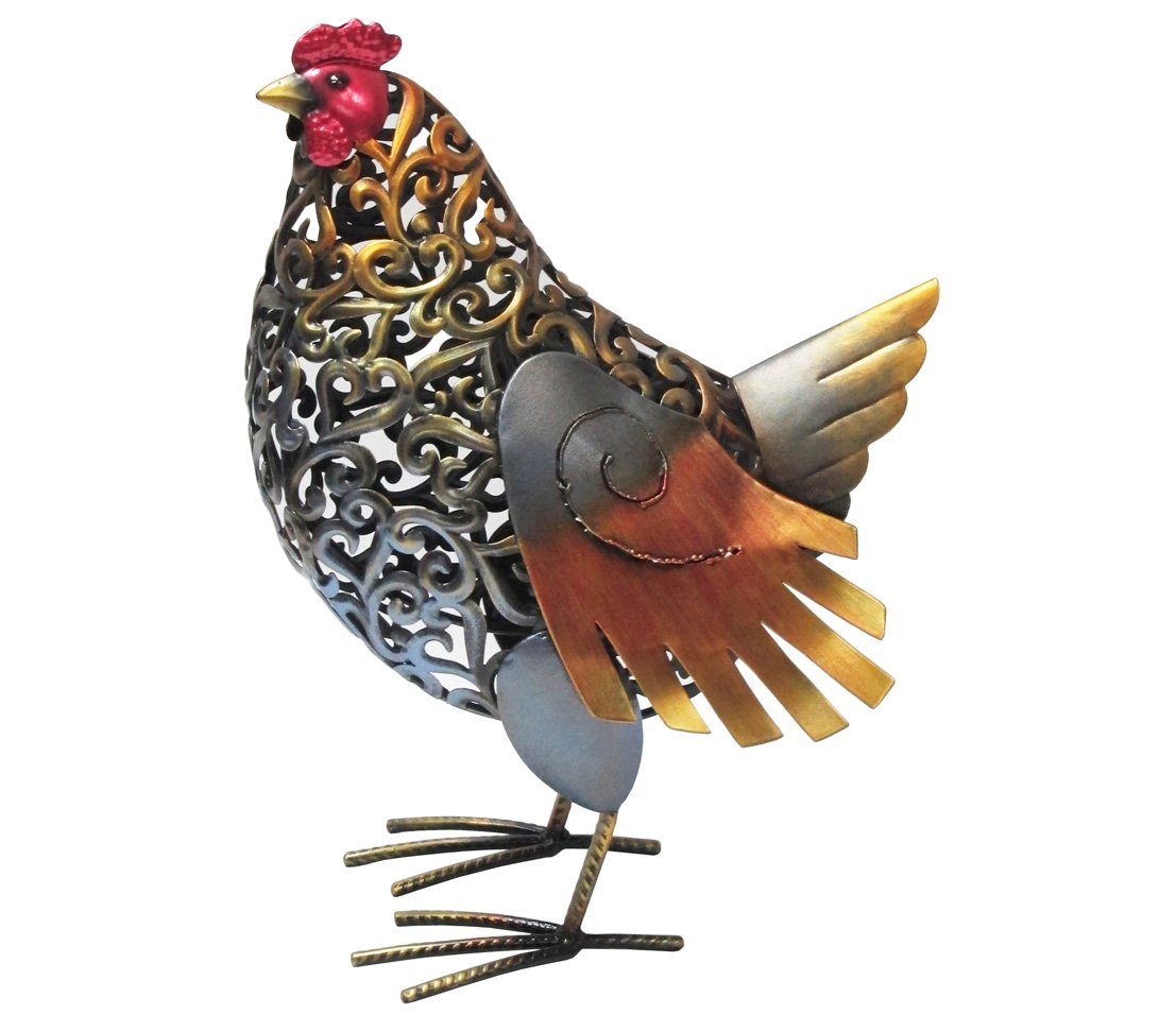Dehner Gartenfigur Henne Vroni, 38 x 27 x 16.5 cm, Metall, Naturnahe