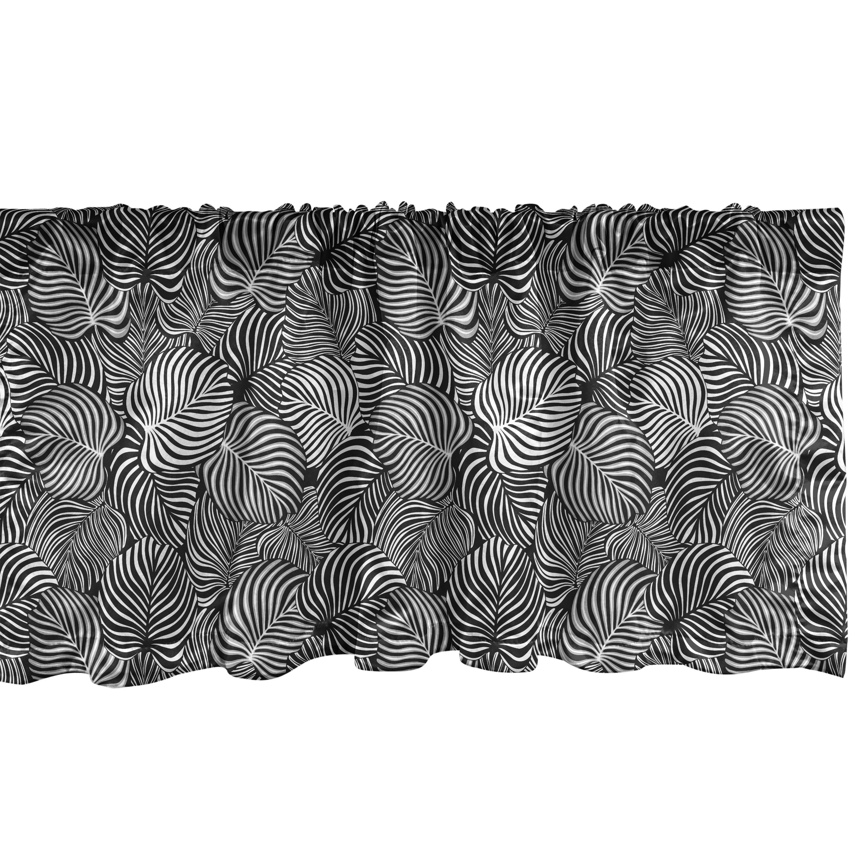 Scheibengardine Vorhang Volant für Küche Schlafzimmer Dekor mit Stangentasche, Abakuhaus, Microfaser, Tropisch Exotische Thema Leaves Kunst